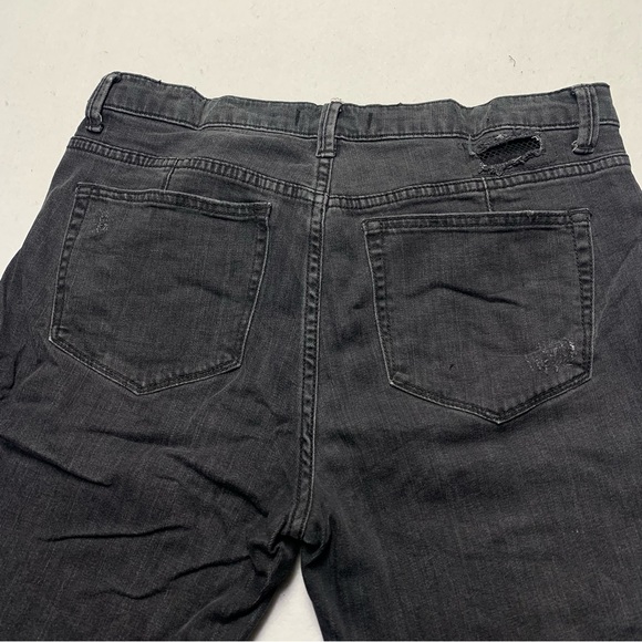 Free People Fishnet Patch Skinny Jean Button Fly Washed Out Black size 30 - Picture 12 of 16